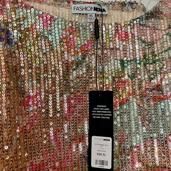 Women’s Fashion Nova Sequin Crop Tank Top NEW! - Picture 6 of 7